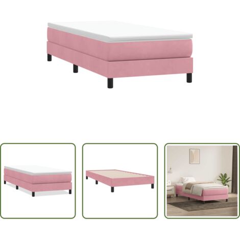 Letto rosa - Giroletto a Molle senza Materasso Rosa 80x210 cm Velluto