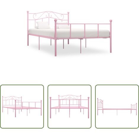 Letto rosa -  Giroletto Rosa in Metallo 140x200 cm