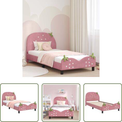 Letto rosa -  Struttura letto bambini con testata Rosa 80 x 200 cm Velluto