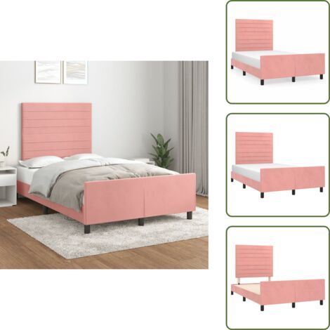 Letto rosa - vidaXL Giroletto con Testiera Rosa 120x200 cm in Velluto - Letto in velluto
