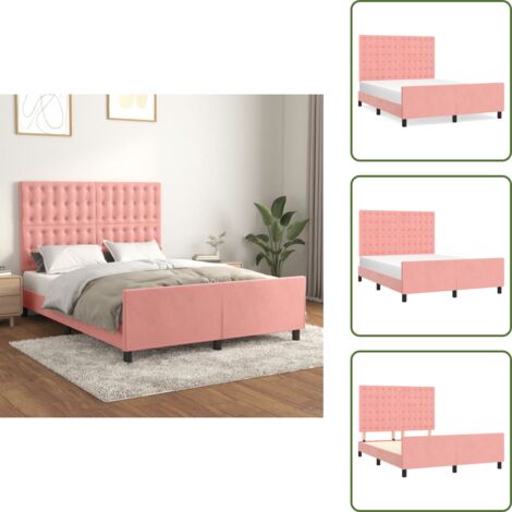 Letto rosa - vidaXL Giroletto con Testiera Rosa 140x200 cm in Velluto - Letto in velluto
