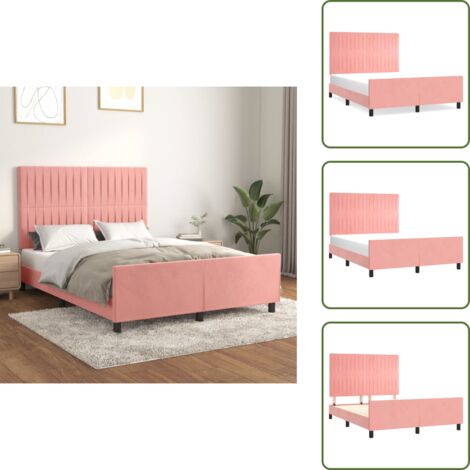 Letto rosa - vidaXL Giroletto con Testiera Rosa 140x200 cm in Velluto - Letto in velluto