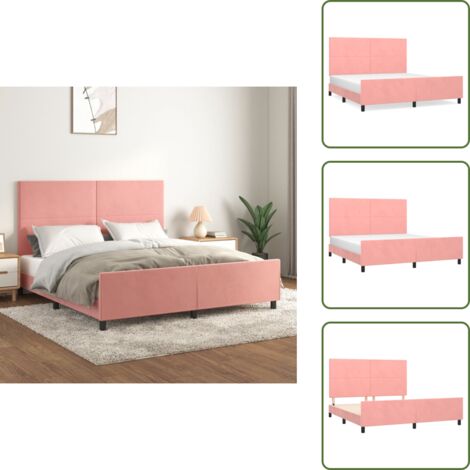 Letto rosa - vidaXL Giroletto con Testiera Rosa 180x200 cm in Velluto - Letto in velluto