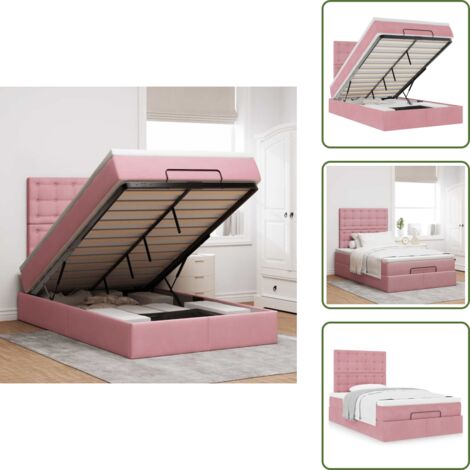 Letto rosa - vidaXL Struttura Letto Pouf con Materassi Rosa 120x190 cm Velluto - Materasso morbido