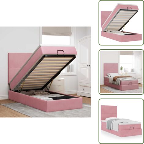 Letto rosa - vidaXL Struttura Letto Pouf con Materassi Rosa 80x200 cm Velluto - Materasso morbido