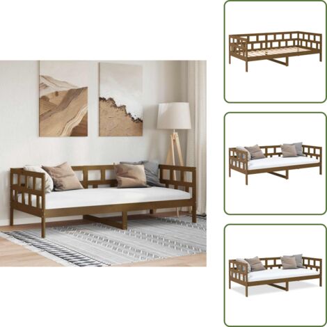 Letto rustico - vidaXL Dormeuse Ambra in Legno Massello di Pino 80x200 cm - Divano in pino ambra