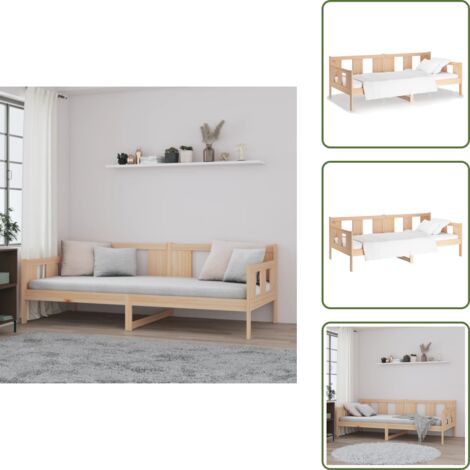 Letto rustico - vidaXL Dormeuse in Legno Massello di Pino 90x190 cm - Divano in legno