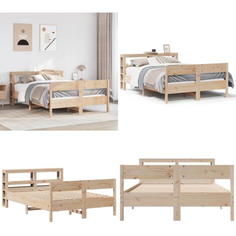 Letto senza Materasso 120x190 cm in Legno Massello di Pino - Letto in legno - Letto con testiera