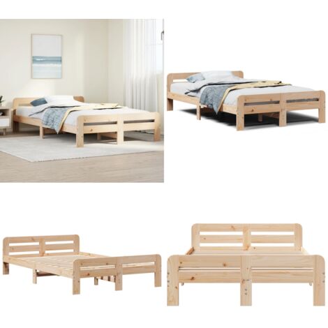 Letto senza Materasso 120x190 cm in Legno Massello di Pino - Letto in legno - Letto con testiera