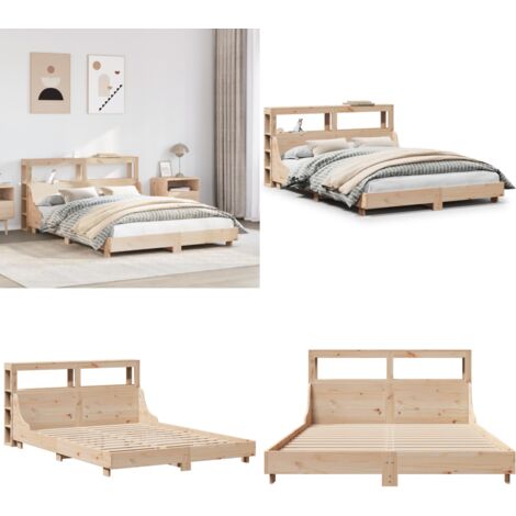 Letto senza Materasso 120x190 cm in Legno Massello di Pino - Letto in legno - Letto con testiera