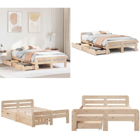 Letto senza Materasso 120x190 cm in Legno Massello di Pino - Letto in legno massello - Letto con doghe