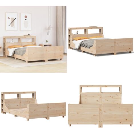 Letto senza Materasso 120x190 cm in Legno Massello di Pino - Letto in legno - Testiera autoportante