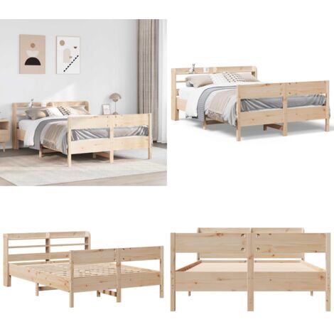 Letto senza Materasso 120x190 cm in Legno Massello di Pino - Letto in legno - Testiera per letto