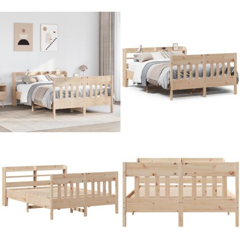 Letto senza Materasso 120x200 cm in Legno Massello di Pino - Letto in legno - Letto con testiera