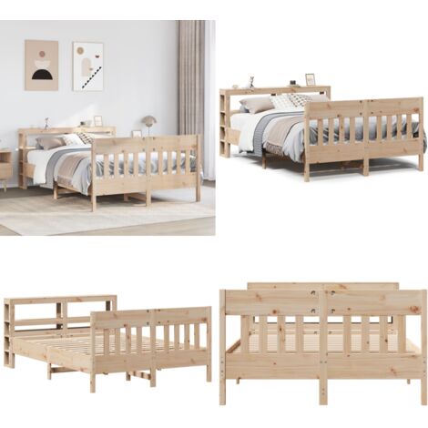 Letto senza Materasso 120x200 cm in Legno Massello di Pino - Letto in legno - Letto con testiera