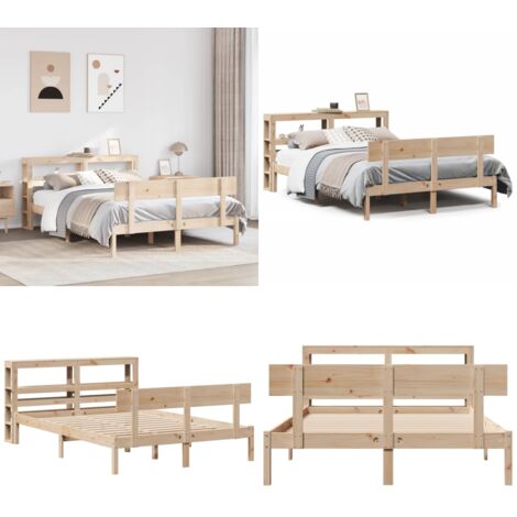 Letto senza Materasso 120x200 cm in Legno Massello di Pino - Letto in legno - Letto con testiera