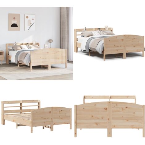 Letto senza Materasso 135x190 cm in Legno Massello di Pino - Letto in legno - Letto con testiera