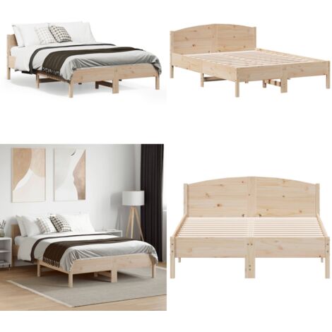 Letto senza Materasso 135x190 cm in Legno Massello di Pino - Letto in legno - Letto in pino