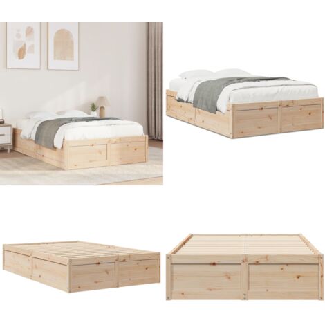 Letto senza Materasso 135x190 cm in Legno Massello di Pino - Letto in legno - Letto in pino