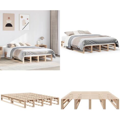 Letto senza Materasso 135x190 cm in Legno Massello di Pino - Letto in legno - Letto in pino
