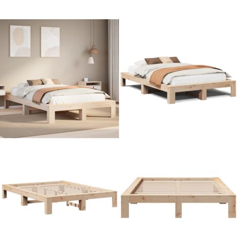 Letto senza Materasso 135x190 cm in Legno Massello di Pino - Letto in legno - Letto in pino