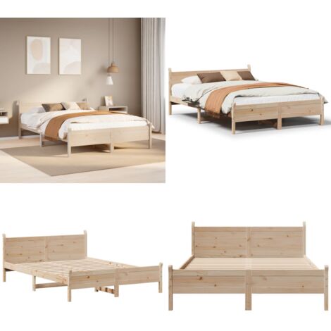 Letto senza Materasso 135x190 cm in Legno Massello di Pino - Letto senza materasso - Letto a doghe