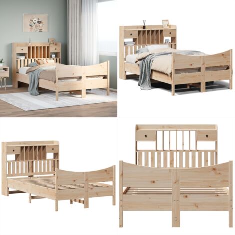 Letto senza Materasso 135x190 cm in Legno Massello di Pino - Letto senza materasso - Letto con testiera