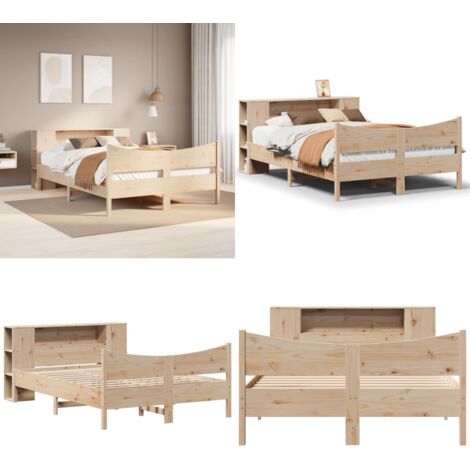 Letto senza Materasso 135x190 cm in Legno Massello di Pino - Testiera in legno - Letto in legno massello