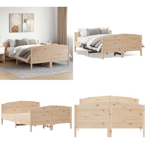 Letto senza Materasso 140x190 cm in Legno Massello di Pino - Letto in legno - Letto in pino