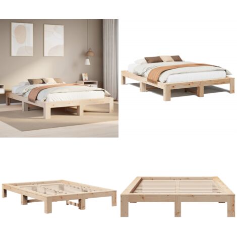 Letto senza Materasso 140x190 cm in Legno Massello di Pino - Letto in legno - Letto in pino