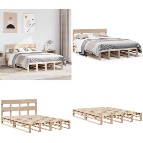 Letto senza Materasso 140x190 cm in Legno Massello di Pino - Letto senza materasso - Letto in pino