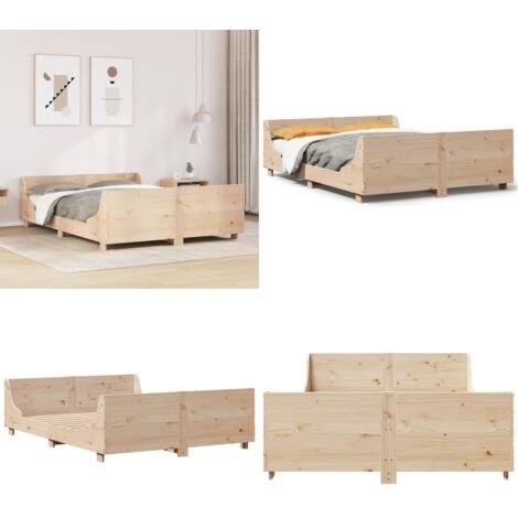 Letto senza Materasso 140x190 cm in Legno Massello di Pino - Letto senza materasso - Letto in pino