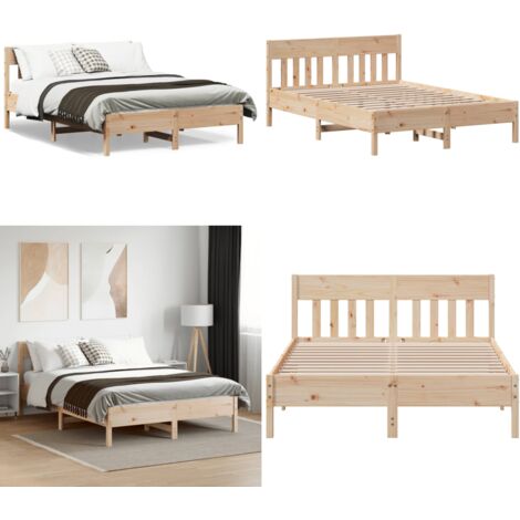 Letto senza Materasso 140x200 cm in Legno Massello di Pino - Letto in legno - Letto in pino