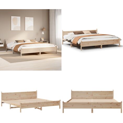 Letto senza Materasso 180x200 cm in Legno Massello di Pino - Letto senza materasso - Letto a pannelli