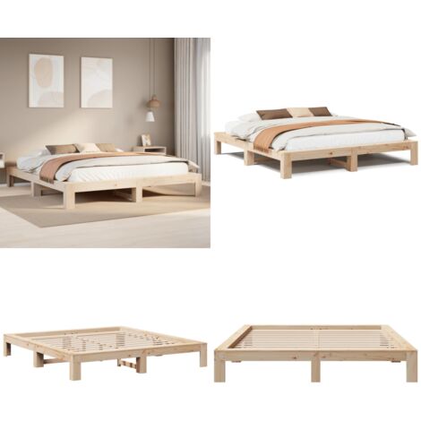 Letto senza Materasso 200x200 cm in Legno Massello di Pino - Letto in legno - Letto in pino