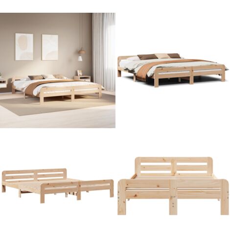 Letto senza Materasso 200x200 cm in Legno Massello di Pino - Letto in legno - Letto in pino