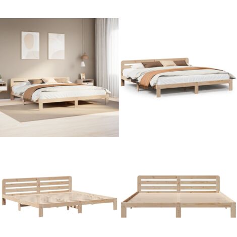 Letto senza Materasso 200x200 cm in Legno Massello di Pino - Letto senza materasso - Letto a doghe