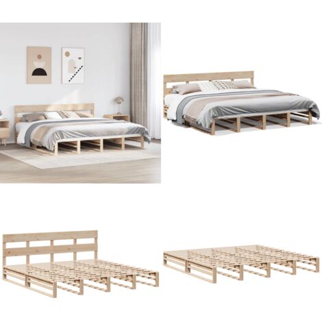 Letto senza Materasso 200x200 cm in Legno Massello di Pino - Letto senza materasso - Letto in pino