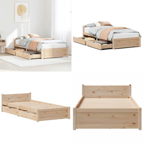 Letto senza Materasso 75x190 cm in Legno Massello Pino - Letto in legno - Letto con testiera