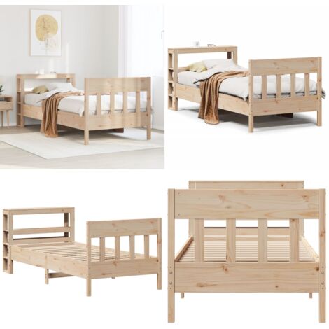 Letto senza Materasso 75x190 cm in Legno Massello Pino - Letto in legno - Letto con testiera