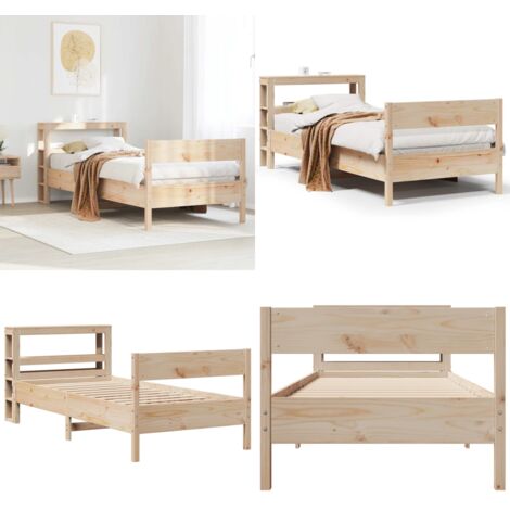 Letto senza Materasso 75x190 cm in Legno Massello Pino - Letto in legno - Letto con testiera