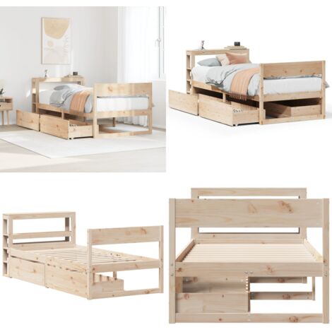 Letto senza Materasso 75x190 cm in Legno Massello Pino - Letto in legno massello - Letto con base a doghe