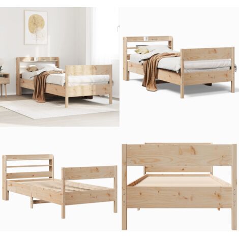 Letto senza Materasso 75x190 cm in Legno Massello Pino - Letto in legno - Testiera per letto