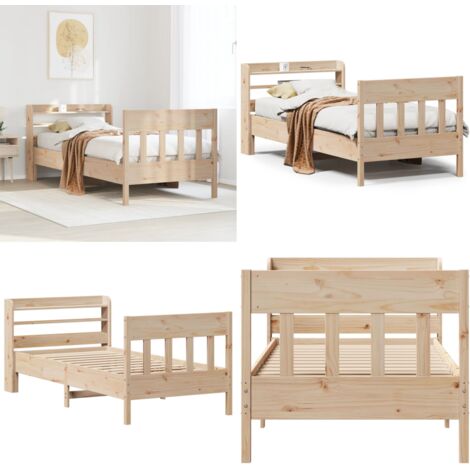 Letto senza Materasso 75x190 cm in Legno Massello Pino - Letto in legno - Testiera per letto
