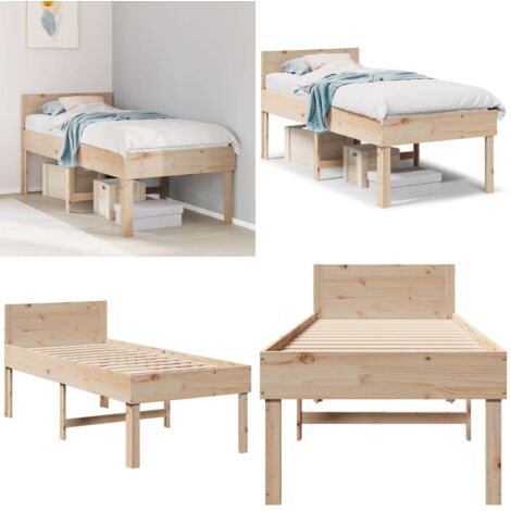 Letto senza Materasso 75x190 cm in Legno Massello Pino - Letto senza materasso - Letto a doghe