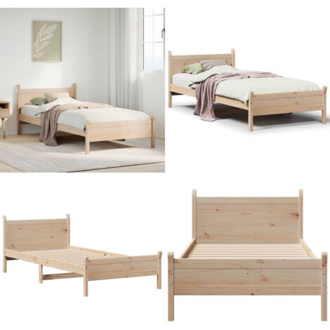 Letto senza Materasso 75x190 cm in Legno Massello Pino - Letto senza materasso - Letto a pannelli