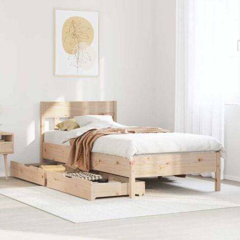 Letto senza Materasso 75x190 cm in Legno Massello Pino vidaXL