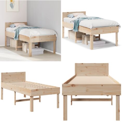 Letto senza Materasso 90x190 cm in Legno Massello di Pino - Letto senza materasso - Letto a pannelli