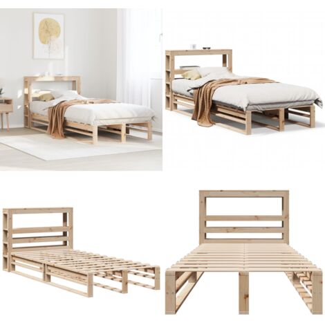 Letto senza Materasso 90x190 cm in Legno Massello di Pino - Testiera in legno - Letto in legno massello
