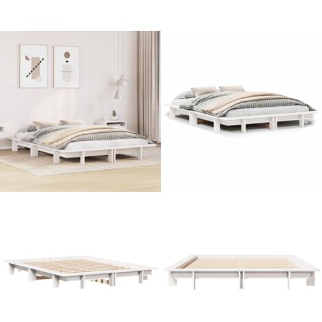 Letto senza Materasso Bianco 120x190 cm Legno Massello di Pino - Letto in legno - Letto in pino